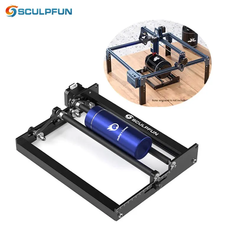 SCULPFUN S9/S10 Laser Rotary Roller Engraver Y-axis Rotary Roller 360° Rotating for 6-150mm Engraving Cylindrical Objects