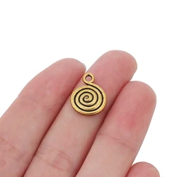 50pcs Gold Color Spiral Swirl Round 2 Sided Small Charms Pendants Beads for DIY Earrings Jewelry Making Findings