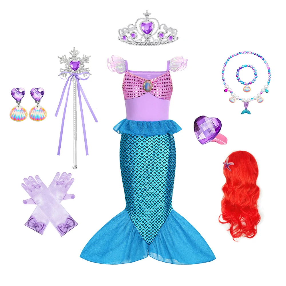 

Girls Mermaid Cosplay Prom Princess Costumes Kids Casual Dress Carnival Birthday Party Dress Up