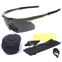 Military Tactical Goggles CS Airsoft Windproof Shooting Glasses HD 3 Lens Motocross Motorcycle Mountaineering Safe Glasses