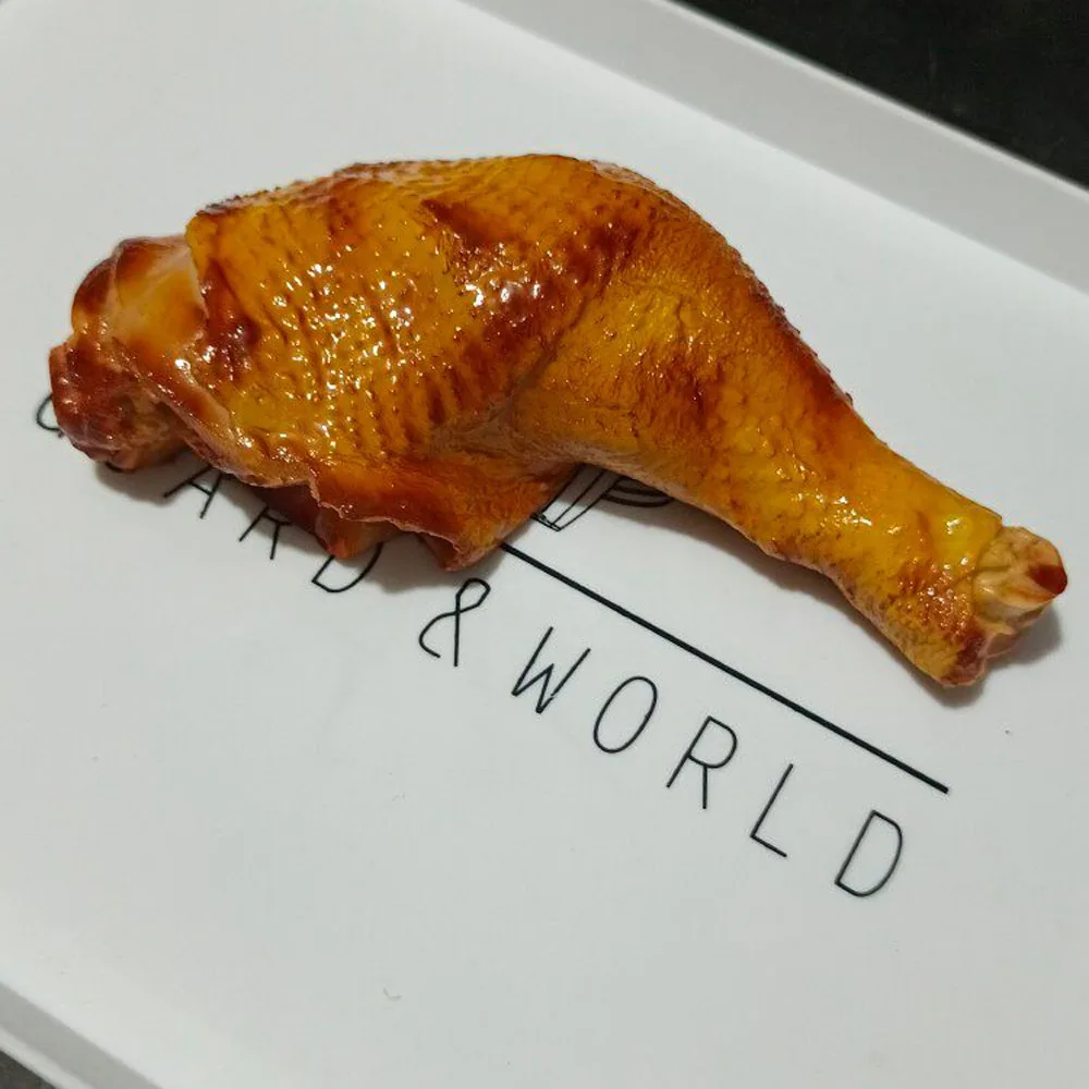 PVC Miniature Food Model for Home Decoration, Roast duck leg model, Large chicken leg food Props, Simulation, Color