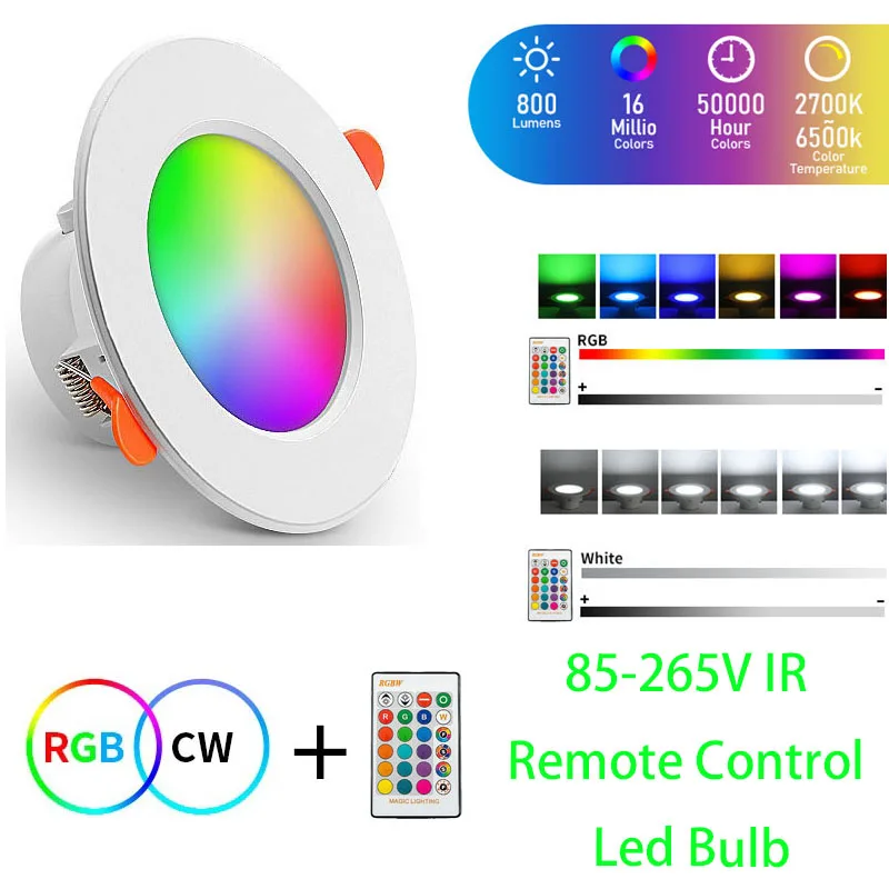 Tuya Bluetooth inteligentna lampa sufitowa wewnętrzna okrągłe wpuszczone Spot kontrola aplikacji LED 10W 15W RGBCW kolor zmieniający sufitowe z