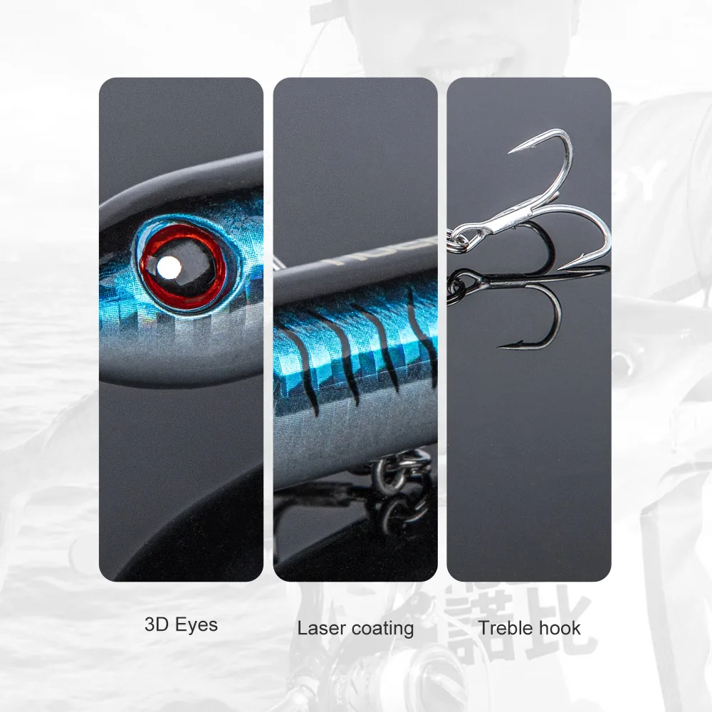 Noeby-Floating Pencil Fishing Lure, Wobblers, Topwater, Artificial Hard Bait for Pike and Bass, Sea Fishing Tackle, 9cm, 12.5g
