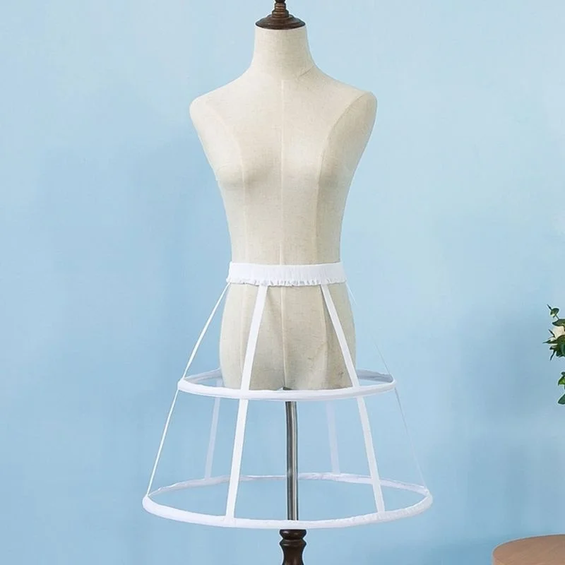 งานแต่งงานเจ้าสาวCrinoline Underskirtผู้หญิงเอวยางยืดปรับPannier Petticoat 2 Hoop CAGEกระโปรง