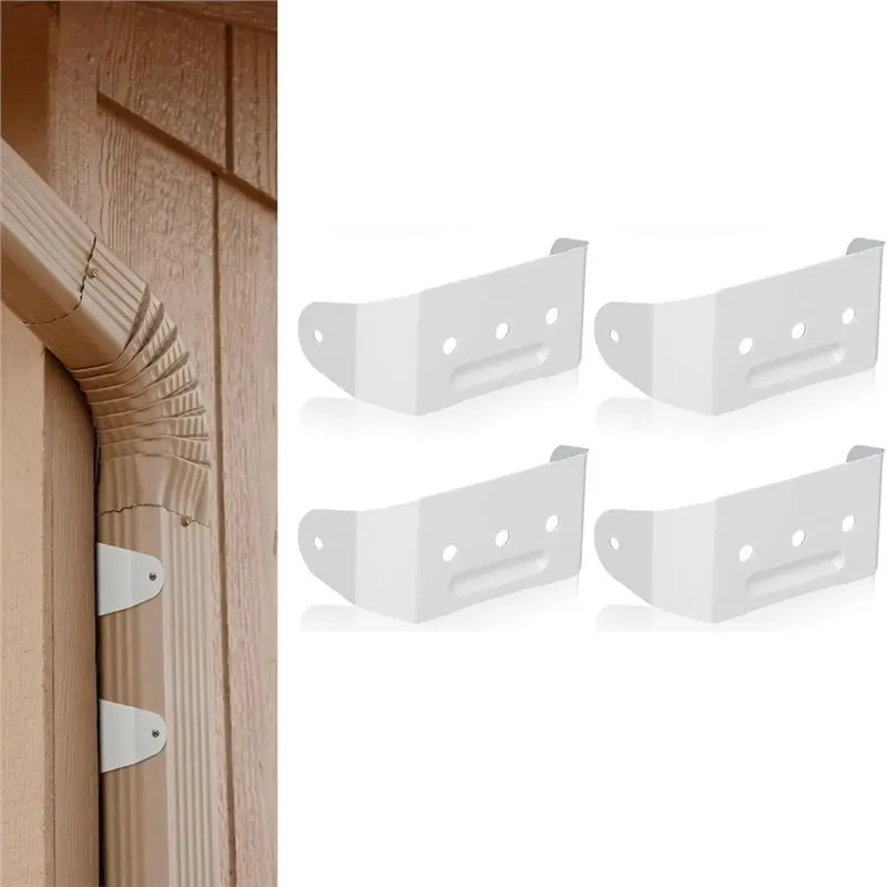 

AT43-4 Pcs Gutter Downspout Straps Downspout Pipe Clip Bracket, Aluminum Rain Gutter Straps For Secure Wall Mounting