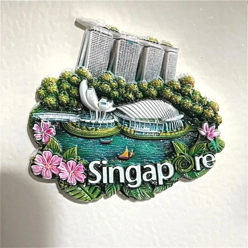 Imanes de nevera de Singapur, imanes de nevera de atracciones de Singapur, imanes de nevera de paisaje urbano de recuerdo de viaje, accesorios para el hogar, 1 ud.