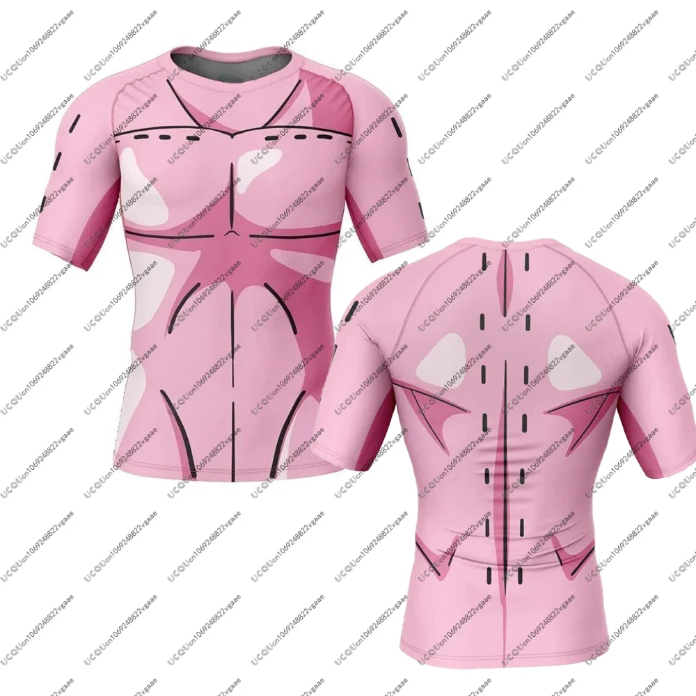 Hombres chico niños niñas Dragon Ball Z Majin Buu camiseta de protección contra sarpullidos ropa deportiva Casual camiseta superior regalo de fútbol Anime hombre Fitness gimnasio