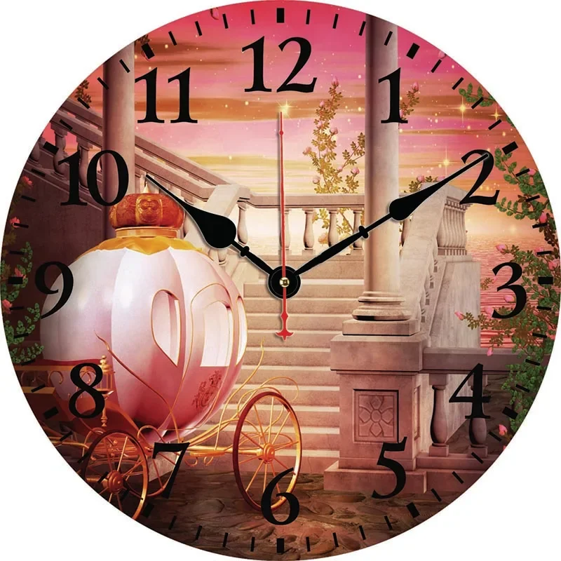 Pumpkin Wagon Fantasy Custom Large Clock Living Room Home Decor Round Wall Clock Quartz Table Clock Bedroom Wall Decoration