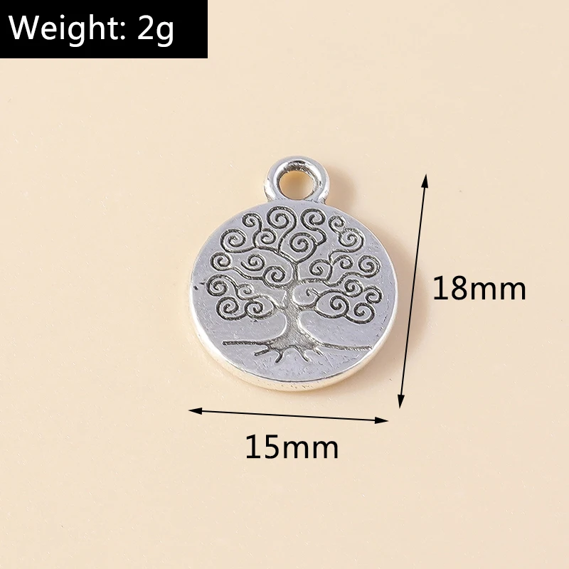 Leslie 10 Stück/Lot 15*18mm Legierung Antik-Silberfarben Lebensbaum-Anhänger für Armbänder Halsketten DIY Schmuckherstellung Zubehör – Detail 1