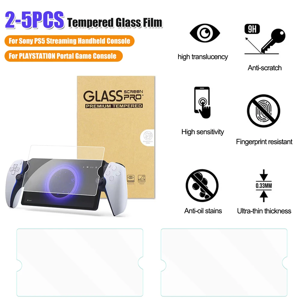Tempered Film 9H Hardness Tempered Glass Film Anti-Scratch Screen Protection Film Anti-Fingerprint Bubble for PlayStation Portal
