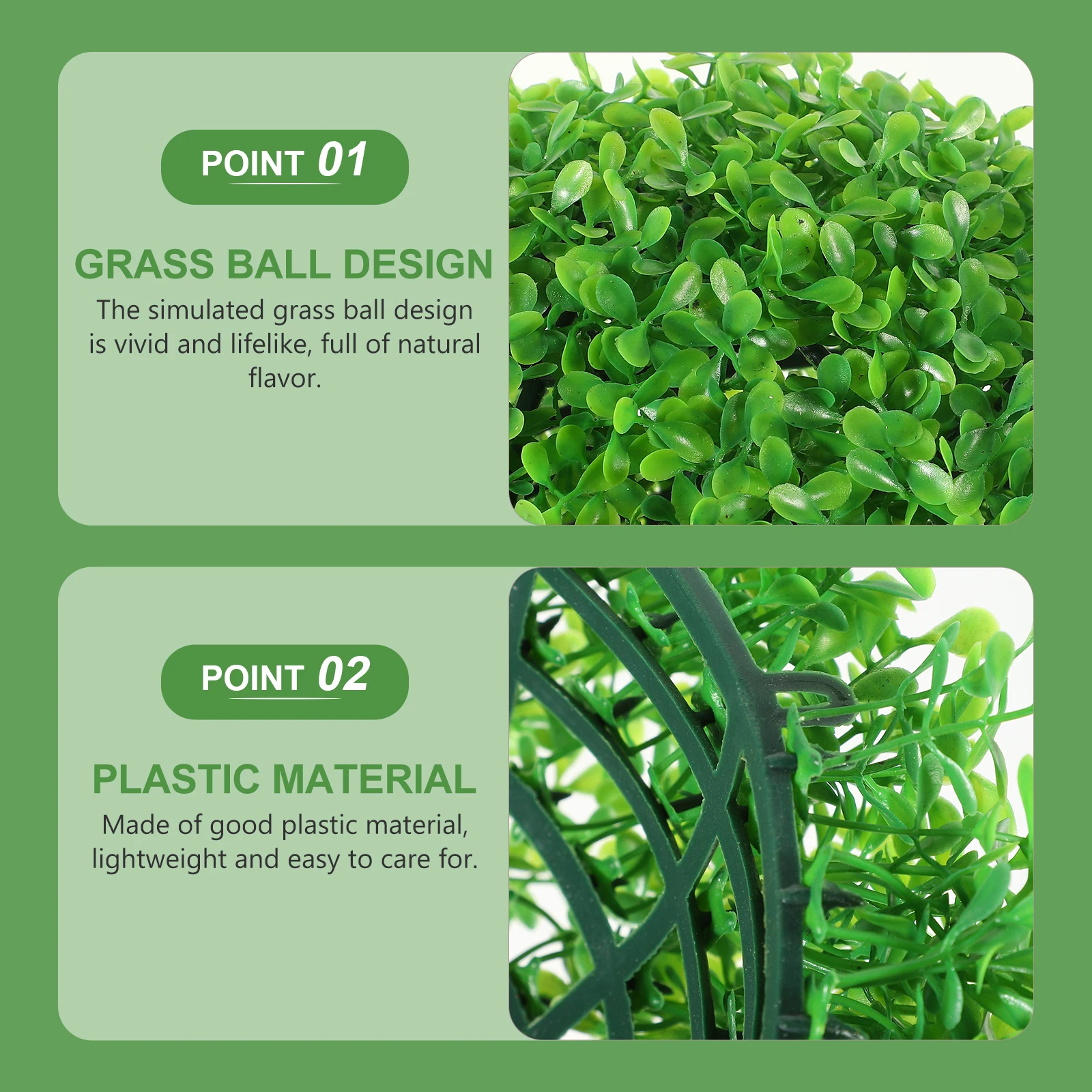 

1pc Artificial Topiary Ball Lifelike Fake Grass Plant For Home Garden Indoor Outdoor Hanging Decorative Green Pendant