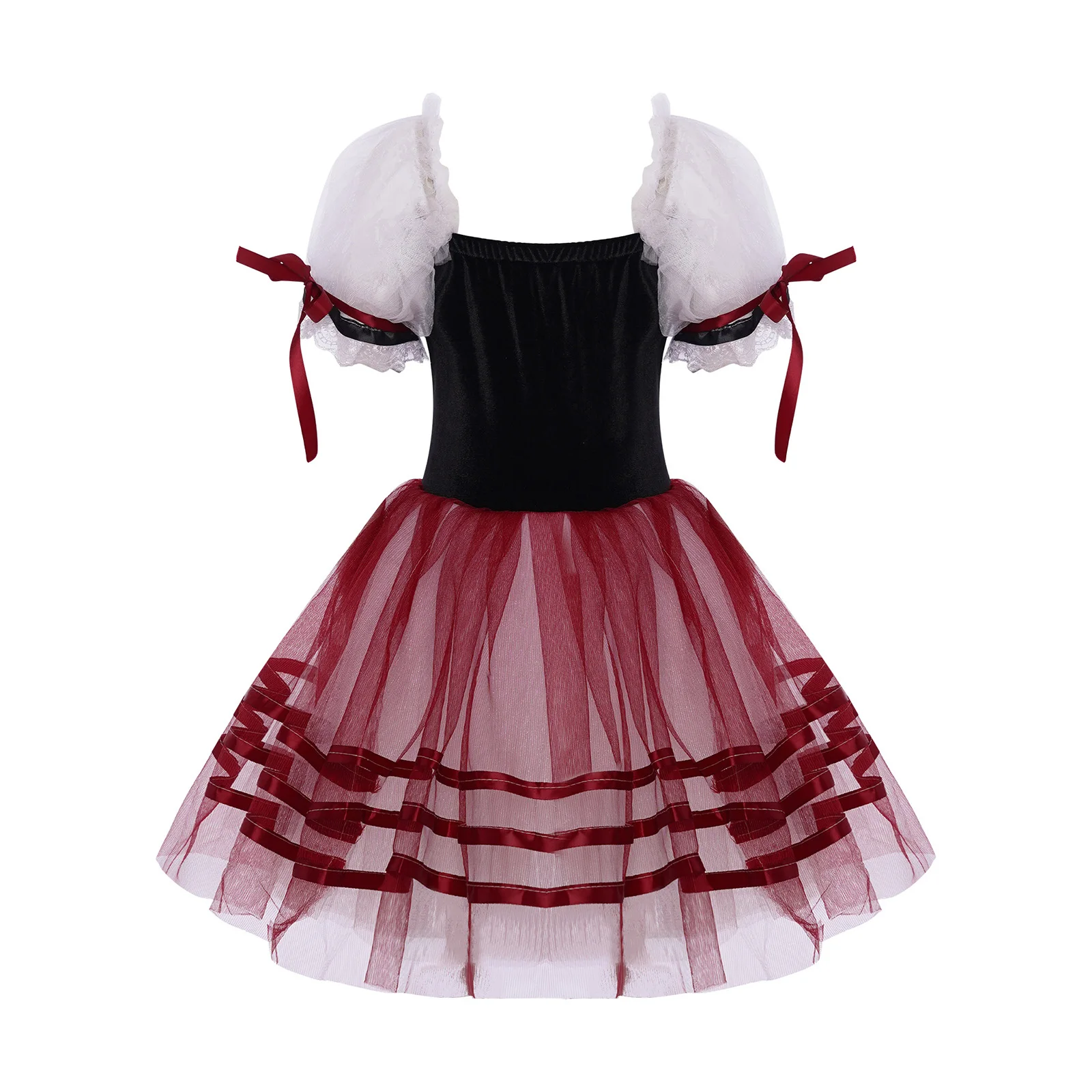 Crianças meninas ballet tutu vestidos de dança festa de aniversário princesa renda guarnição em camadas vestido ballet dança palco desempenho trajes