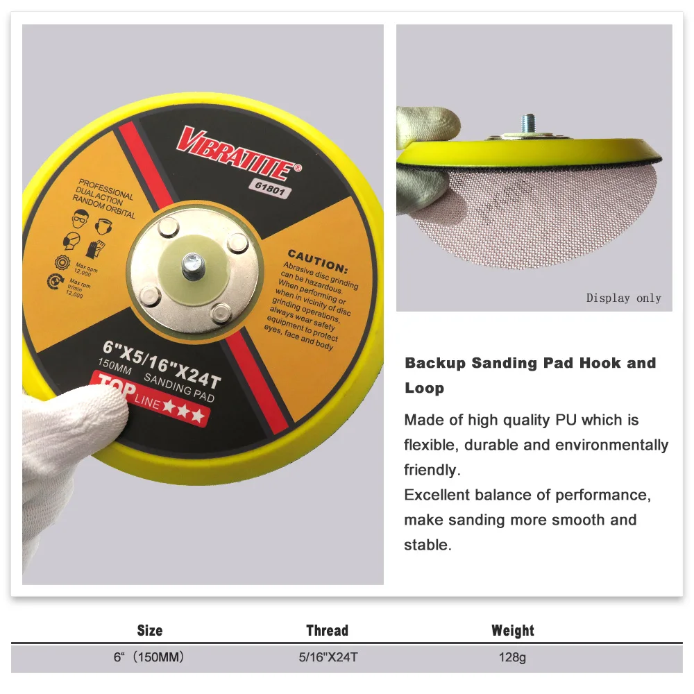 Imagem -03 - Da-sanding Pad Sander Backing Pad 16 24 Thread Hook And Loop Acessórios para Ferramentas Elétricas 150 mm