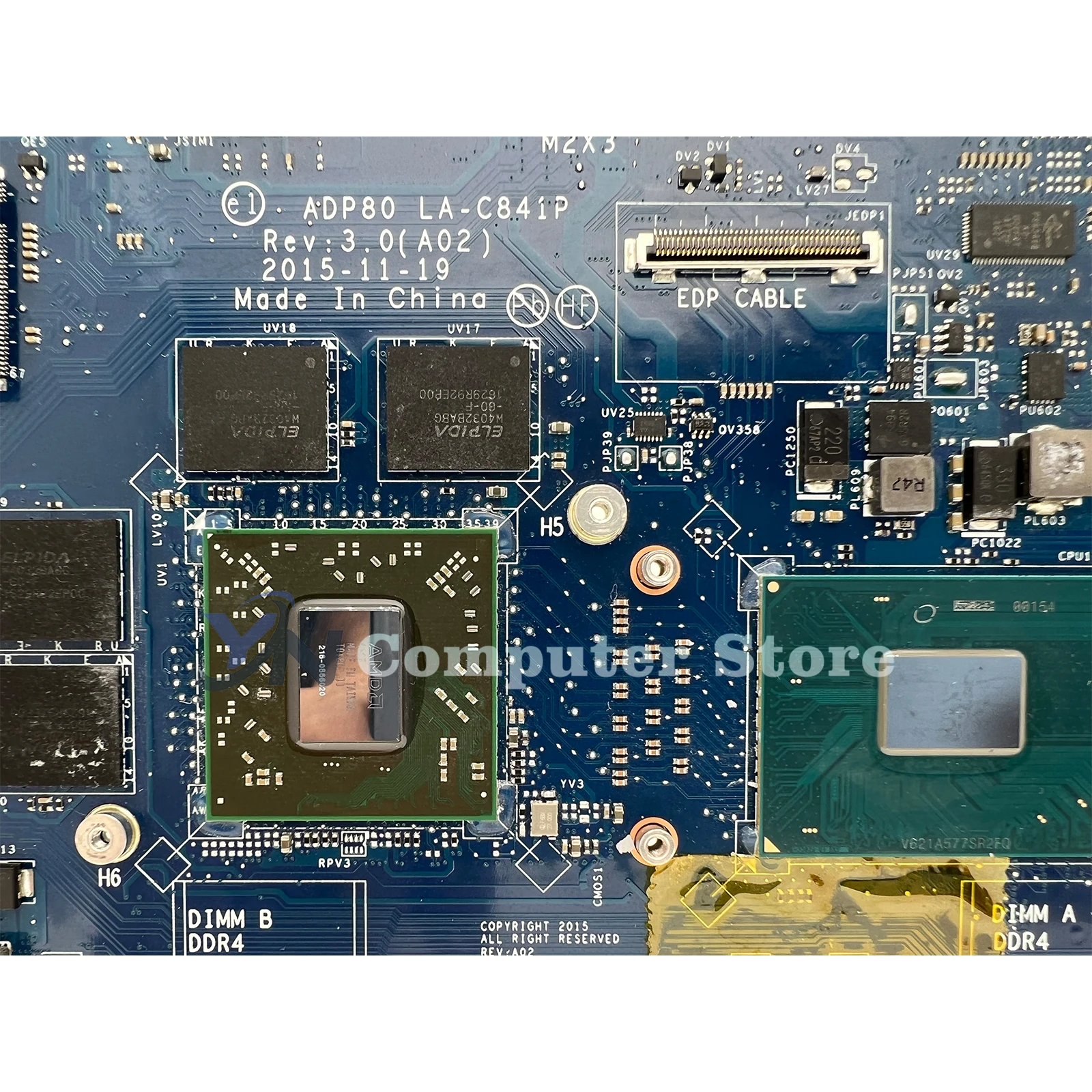 Imagem -04 - Placa-mãe Portátil para Dell La-c841p Dell Precision 15 3510 Cn03mcrf 0hx41 3mcrf E31505m i5 I76th Gen V2g Mainboard