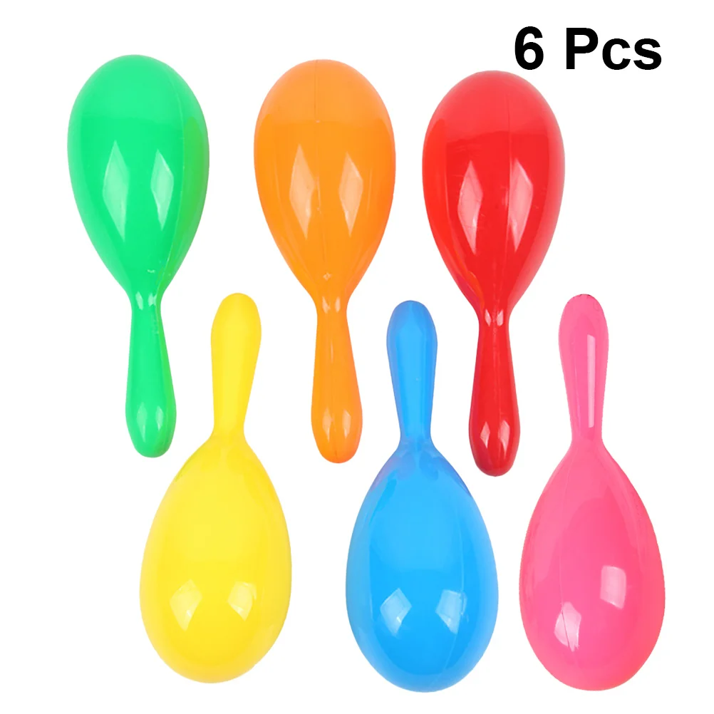 6 個 19 センチメートルソリッドカラーマラカスプラスチックサンドボール子供の手と目の調整リズム教育ツール子供音楽シェイカー