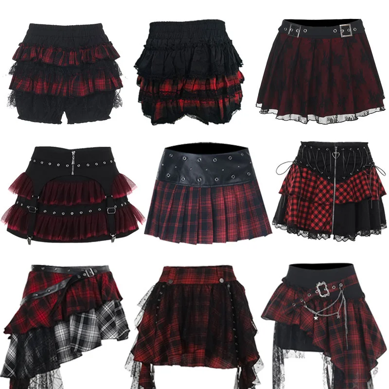 

Gothic Women Skirts Black High Waist Pleated Skirts 2025 New Y2K Party Club Punk Goth Dark Grunge Lolita Halloween Mini Skirt