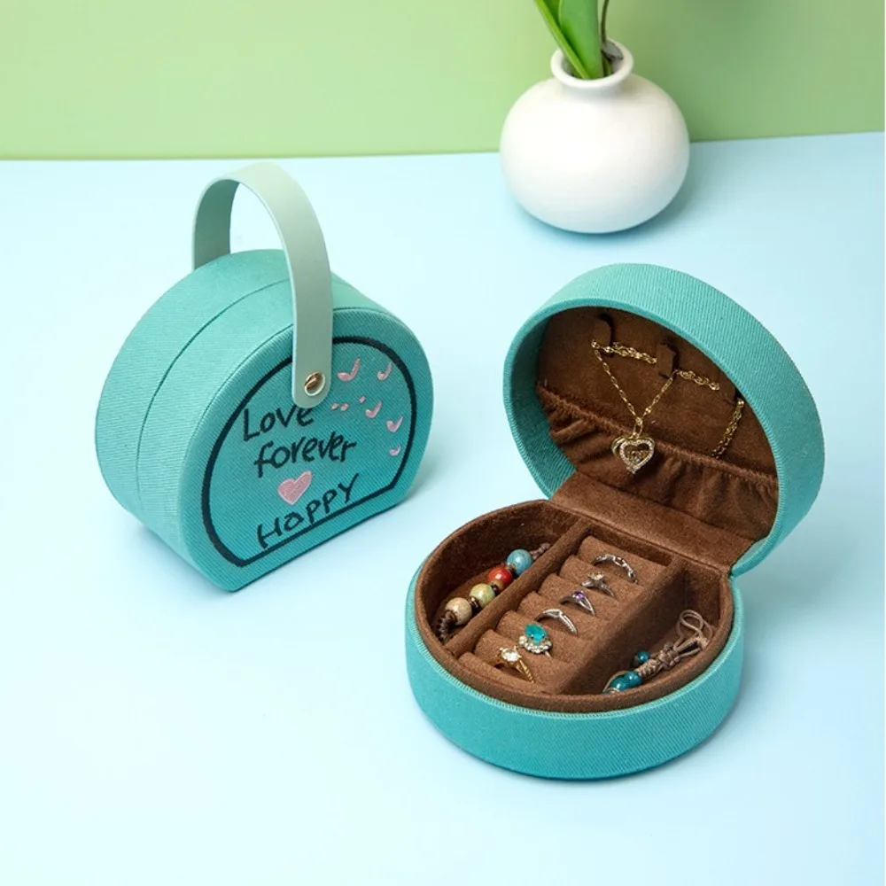 

Embroidered Jewelry Storage Box Jewelry Display Organizer Travel Portable Handbag Earrings Dustproof Gift Packaging Box
