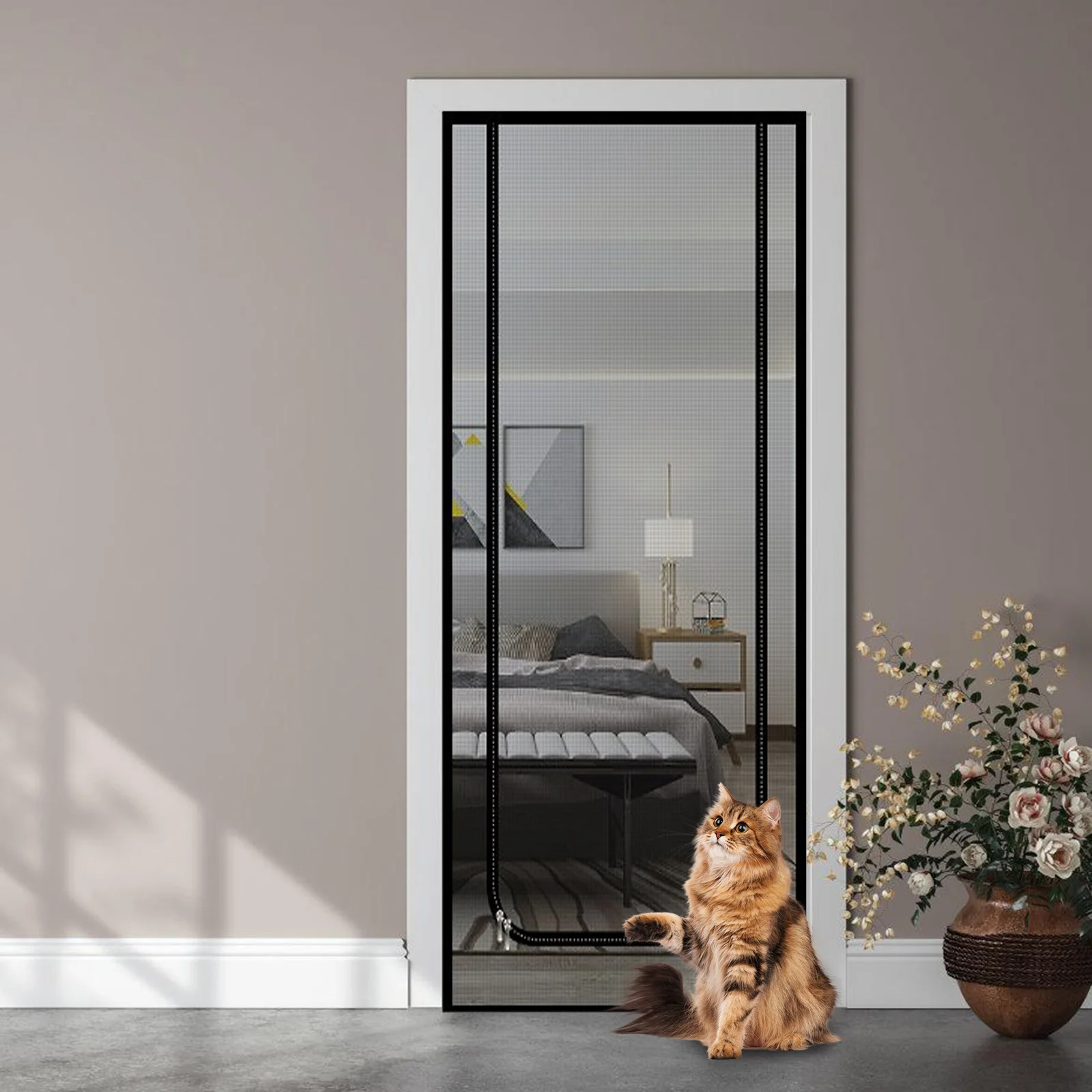 

For Small Animals Cat Mesh Home Pet Zipper Screen Small Animal Mesh Dog Zipper Screen Door Cat Door Use