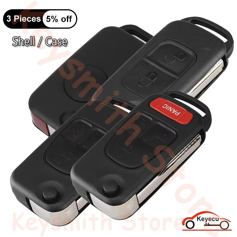

Чехол KEYECU 1 2 3 с 4 кнопками для Mercedes Benz A C E S W168 W124 W202 W203 SLK E113 Flip Remote Key Shell Fob HU64 HU39 Blade