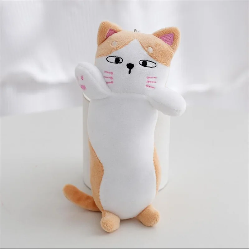 Dimensioni 16CM nuovo divertente lungo gatto peluche portachiavi simpatico animale bambola borsa appesa decorazione bambola regali di compleanno per ragazza