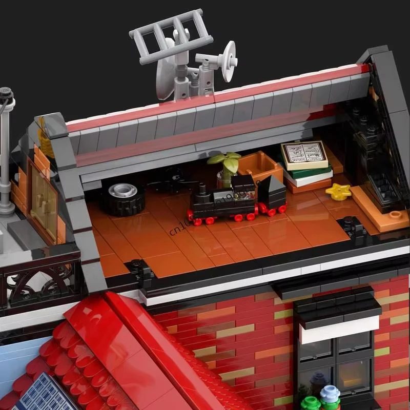 โมเดลบ้านแถวแบบโมดูลาร์ MOC พร้อมร้านขายเครื่องประดับและร้านแพนเค้ก ของเล่นตัวต่อประกอบเอง ของขวัญสำหรับเด็ก