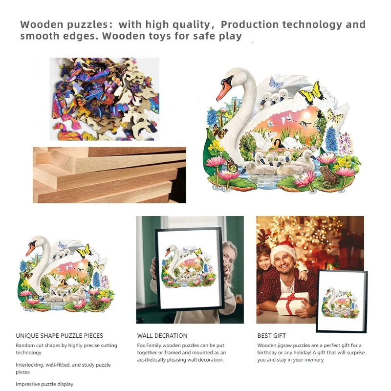 Unique Shape Animal Wooden Puzzle for Adults Swan Home Puzzle Art Toys Family Games Home Decoration view 5