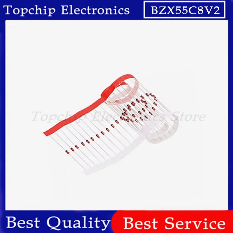 100pcs BZX55C8V2 1/2W 8V2 0,5W diodo Zener