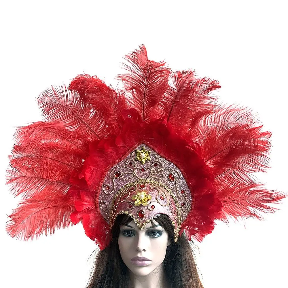Brazil Carnival Party Feather Headdress Headpiece Crown Headdress Headband for Party Halloween Apparel Accessories