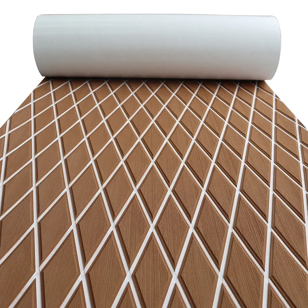 2400x900x6mm Zelfklevende EVA Foam Bootvloer Pad Diamond Faux Teak Decking Sheet Antislip Marine Yacht RV Mat Accessoires