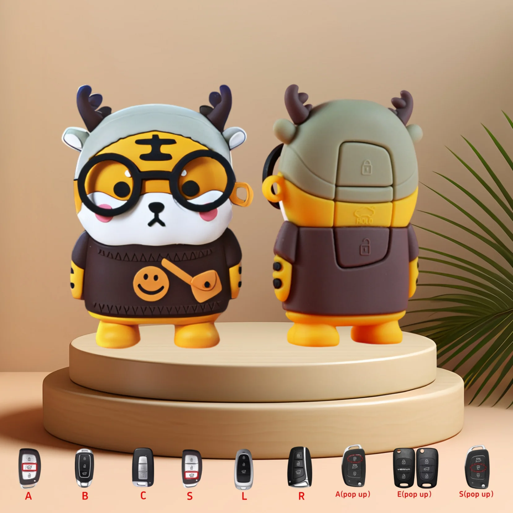 For Hyundai Kona Ev N-Line Tucson 2025 Grandeur GN7 IONIQ 6 Santa Fe MX5 Garden Cartoon Tiger Car Key Case Cover Car Accessories