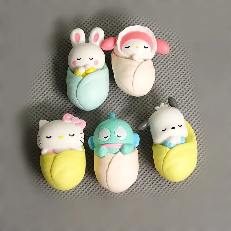 

Kawaii 4 см фигурка Sanrio Sleep Hello Kitty My Melody аниме Pochacco Melody Kuromi экшн-коллекция материалы из ПВХ подарки для детей