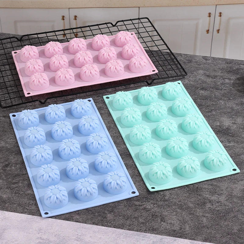 15 Lattice Sunflower Silicone Mold DIY Soap Fondant Baking Decoration Tools 3D Sunflower Flower Form Jelly Donuts Pudding Molds