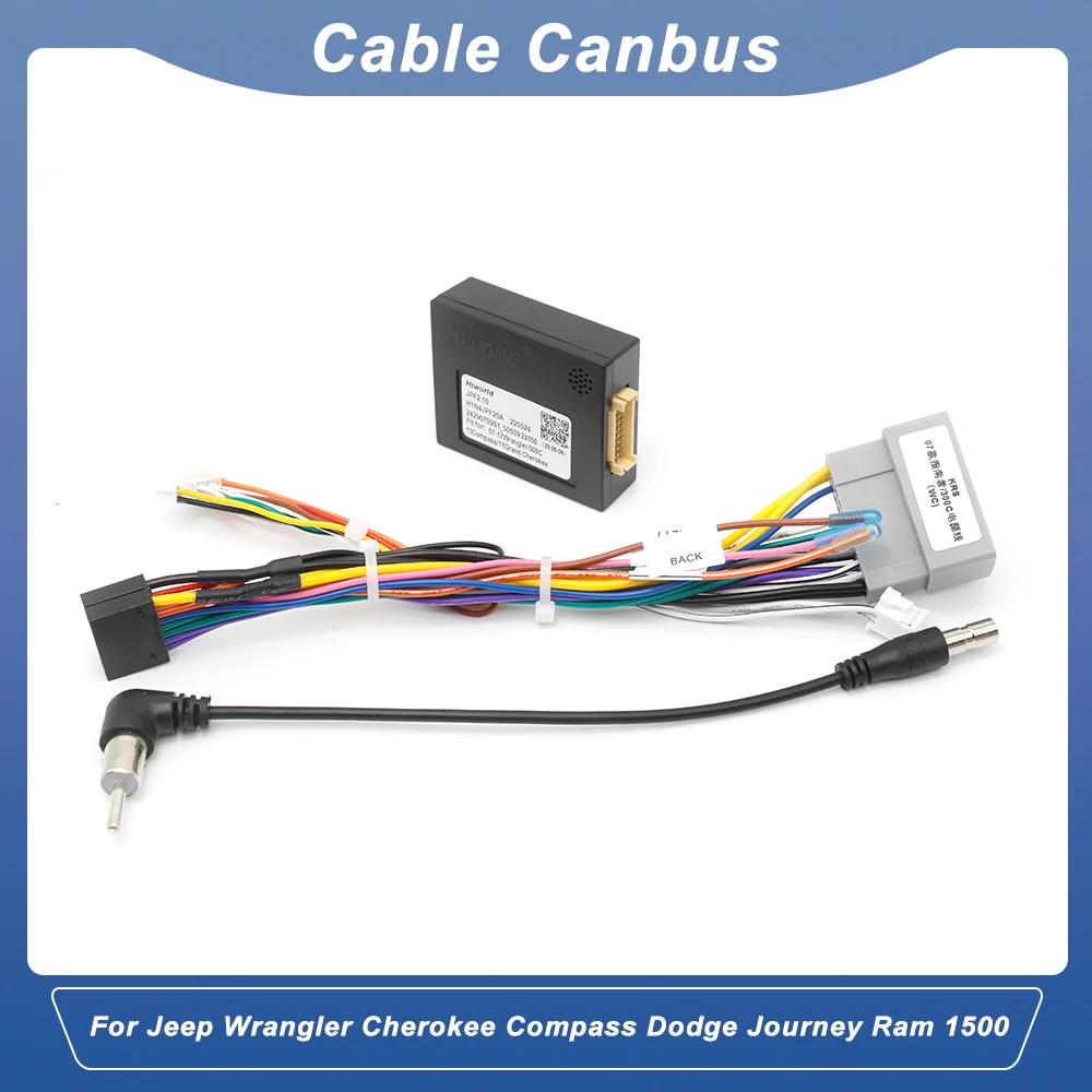 16 Pin To 22Pin Cable Radio Wiring Harness Adapter CAN Bus Decoder Box for Jeep Wrangler Cherokee Compass Dodge Journey Ram 1500