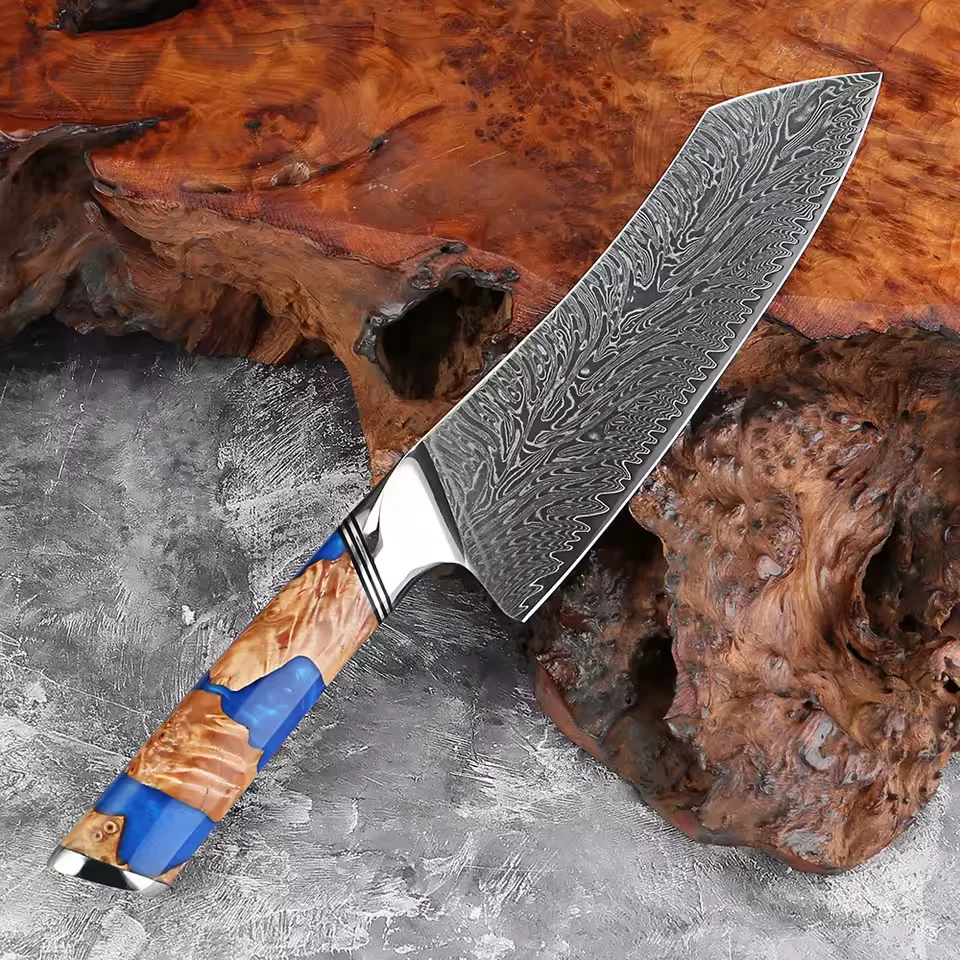 

7 Inch Santoku Knife Japanese Chef Knife,Sharp Damascus Steel Slicing Knife,Professional Kitchen Knives with Ergonomic Handle