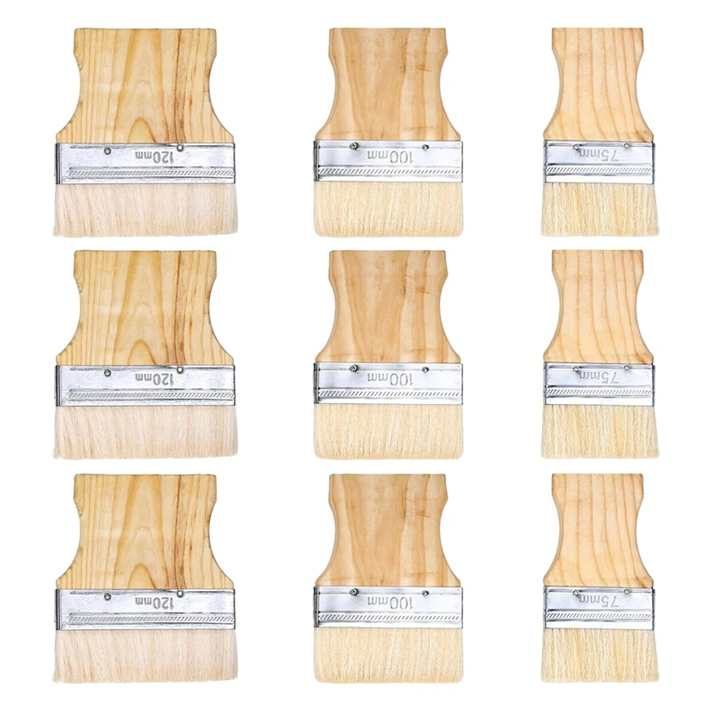 Large Paintbrush Set, Large Paintbrushes with Wooden Handles, Suitable for Artists, Students and DIY Enthusiasts-SPMI