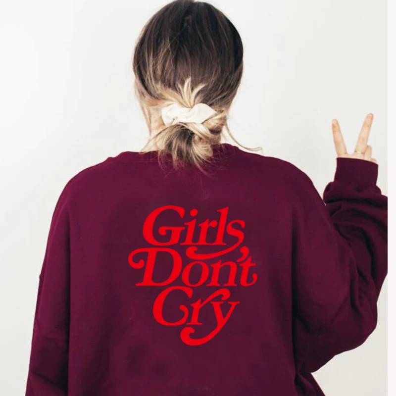 90s Grunge Clothes Girls Don\'t Cry Back Printed Women Sweatshirt Long Sleeve O Neck Graphic Hoodies Harajuku Metal Healty Jumper