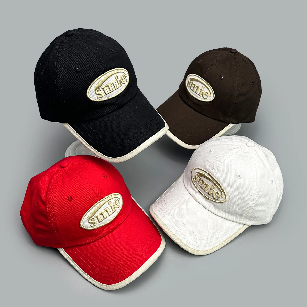 

Korean Simple Embroidered smie Letters Baseball Hats New Unisex Breathable Casual Sunshade Versatile Outdoor Fashion Peaked Caps