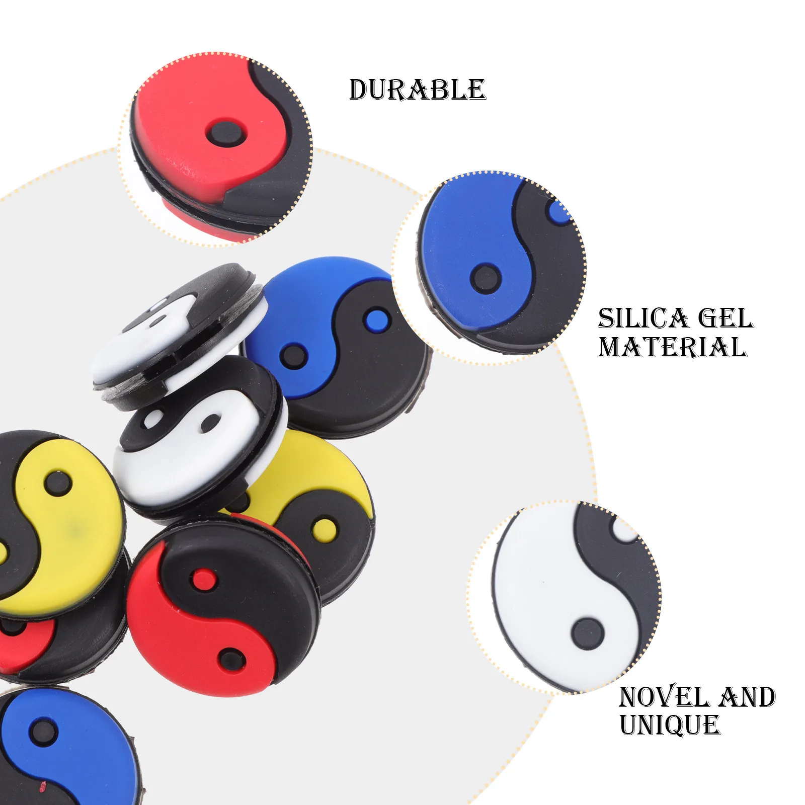 1Set Tennis Racket Vibration Dampeners Silicone Absorbers Pattern Shock Reduction for Improved Control Sports Supply
