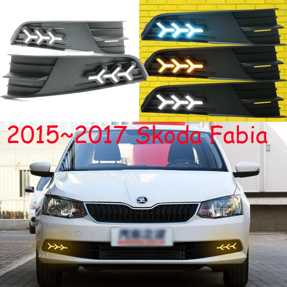 2015~2017year Car Bumper For Skoda Fabia Daytime Light Car Accessories LED DRL Headlight For Skoda Fabia Fog Light