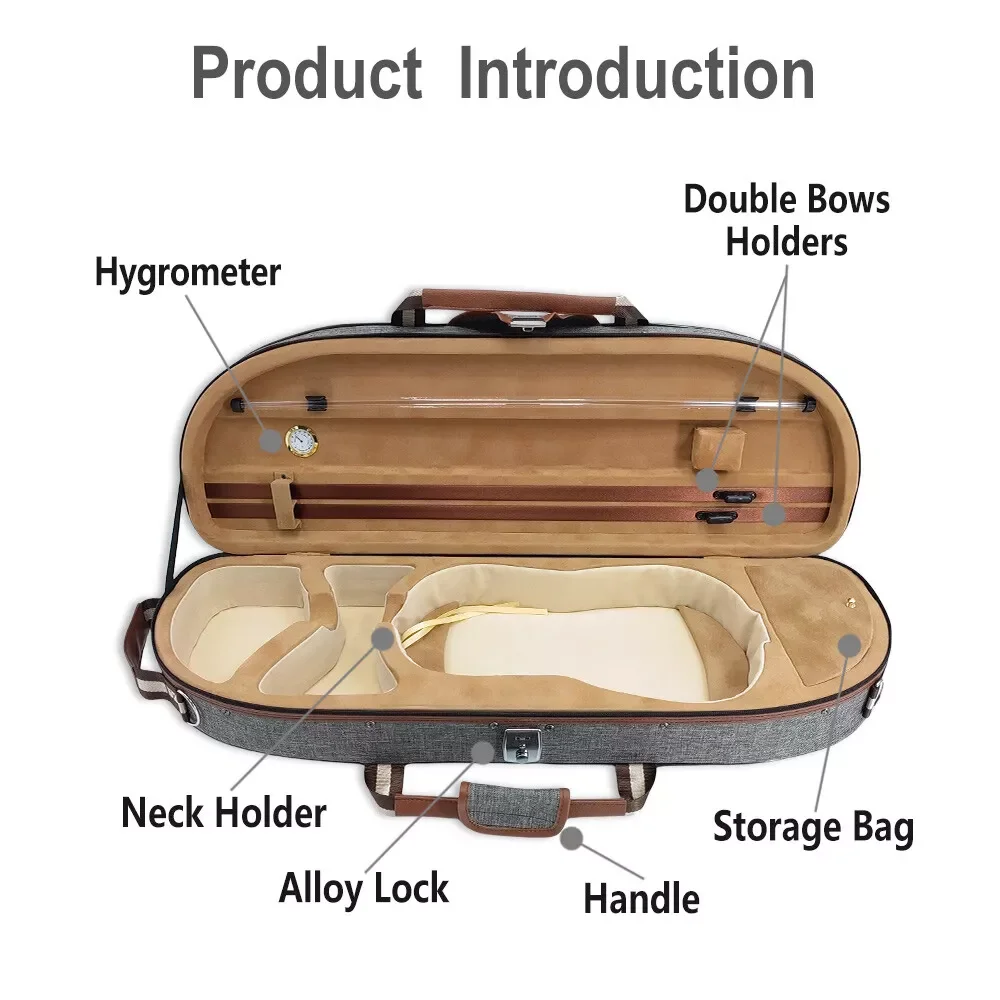 Ne Yinfente 4/4 funda de violín de tamaño completo portátil para bolsas de violín funda de violín 4/4 case-61