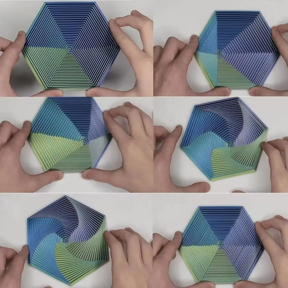 Soft Anti-stress Fractal Fidget Hexagon Portable Hexagon Cube Fidget Toy PLA Mindful Meditation Tool Hexagon Spiral