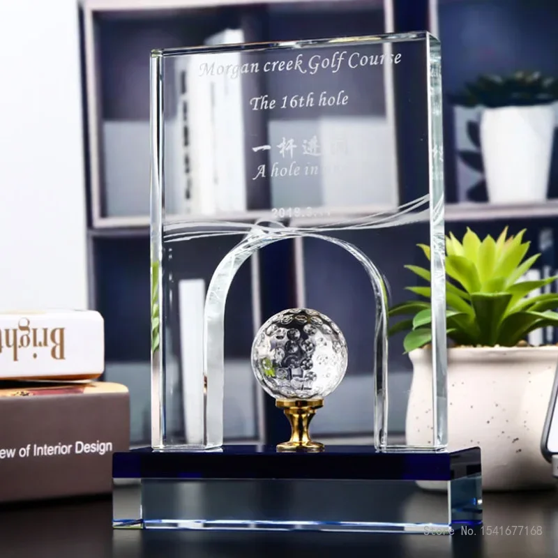 Customized Golf Metal Transparent Crystal Trophy, Total net score, Champion, Long Distance Awards, Competition Prize, Decor, 1Pc
