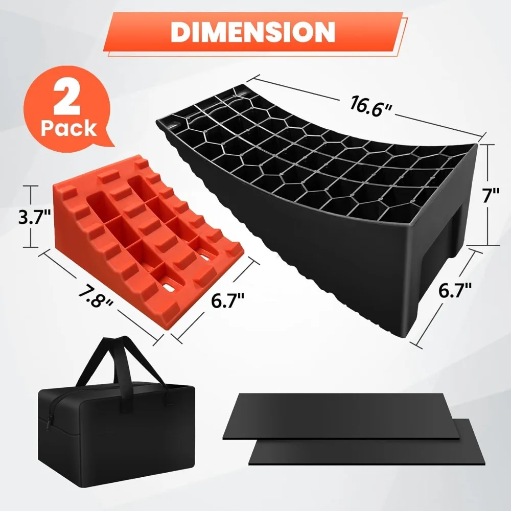 ROBLOCK 2 Packs RV Leveling Blocks, 6.3 Max Lift Height, Camper Leveling System for Travel Trailers, RVs, Campers, Dual Axle Tan