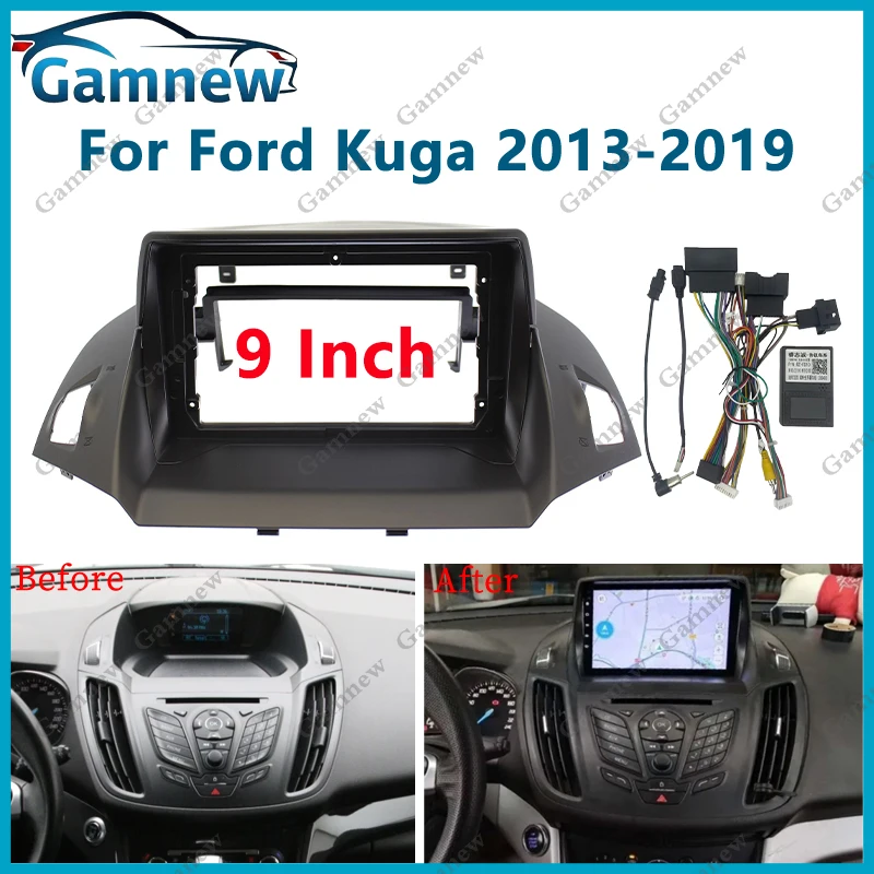 

9 Inch Car Frame Fascia Canbus Box Adapter For Ford Kuga 2013-2019 Android Radio Dash Fitting Panel Kit