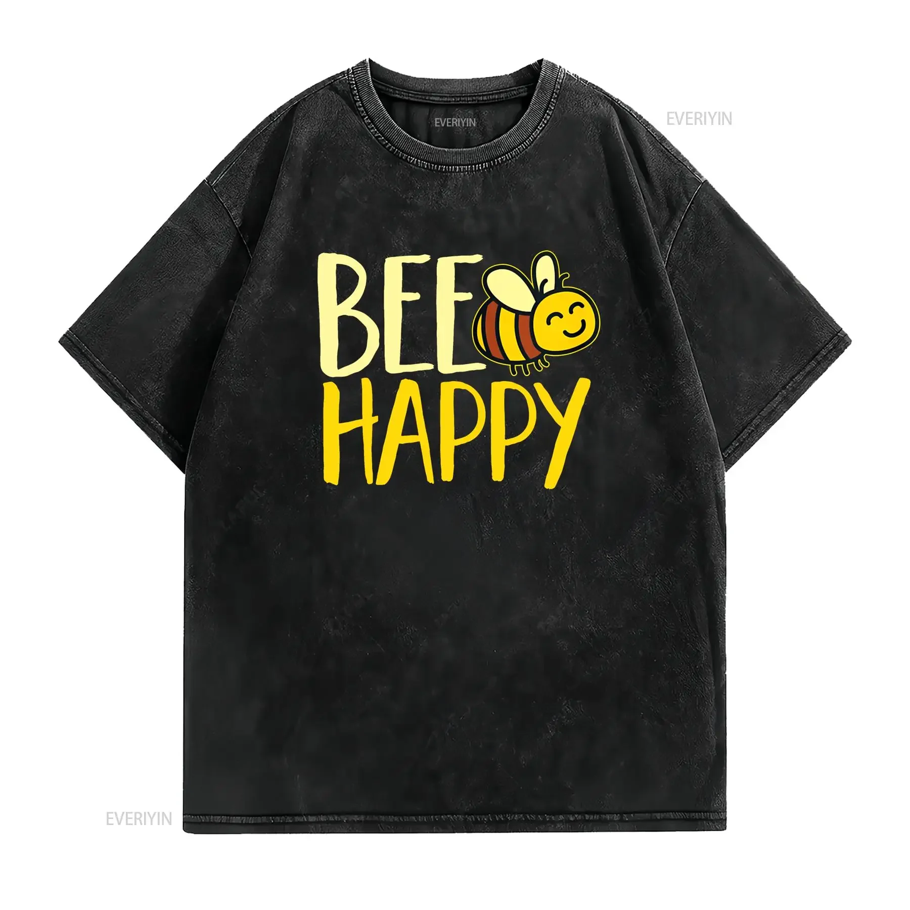 Women Bumble Bee Cute Happy T Shirt vintage Washed Soft Versatile Stylish fashion Slightly designer clothes Comfortable Unisex