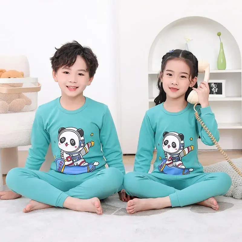 Children's Pajamas Set Cartoon Panda Kids Sleepwear Baby Boys Clothes Sleep Suit Cotton Pyjamas Infant Nightwear For Girls