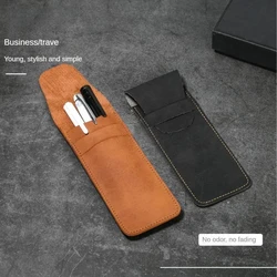 Vintage Leather Pen Case Pocket Pen Pouch Mini Stationery Organizer Bag For Students Office Women Men Business Travel