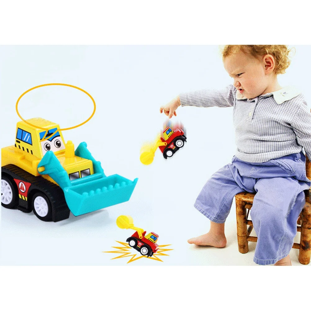 مجموعة 6 قطع من المركبات الهندسية الكرتونية التي تعمل بالاحتكاك بألوان زاهية وسحب للخلف للسيارات التعليمية المبكرة للأطفال الصغار الأولاد والبنات #3