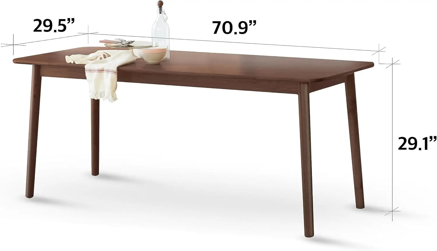 Wooden Dining Table Large Solid Wood Kitchen Desk Walnut with visible natural wood grain for natural and walnut finish