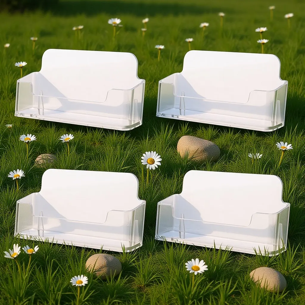 

Набор из 4 прозрачных держателей для визитных карточек с подставкой для стола